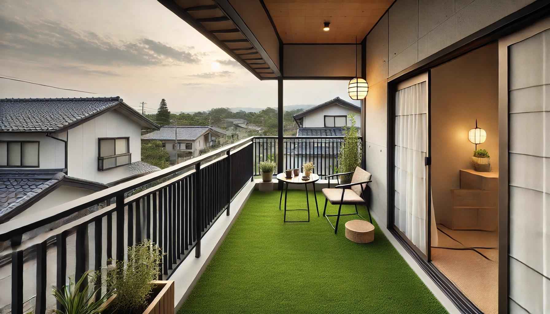 人工芝をベランダに設置