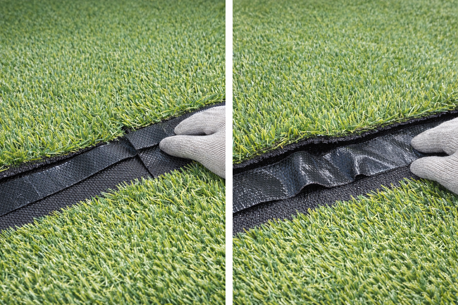 ジョイントテープが波打っている様子