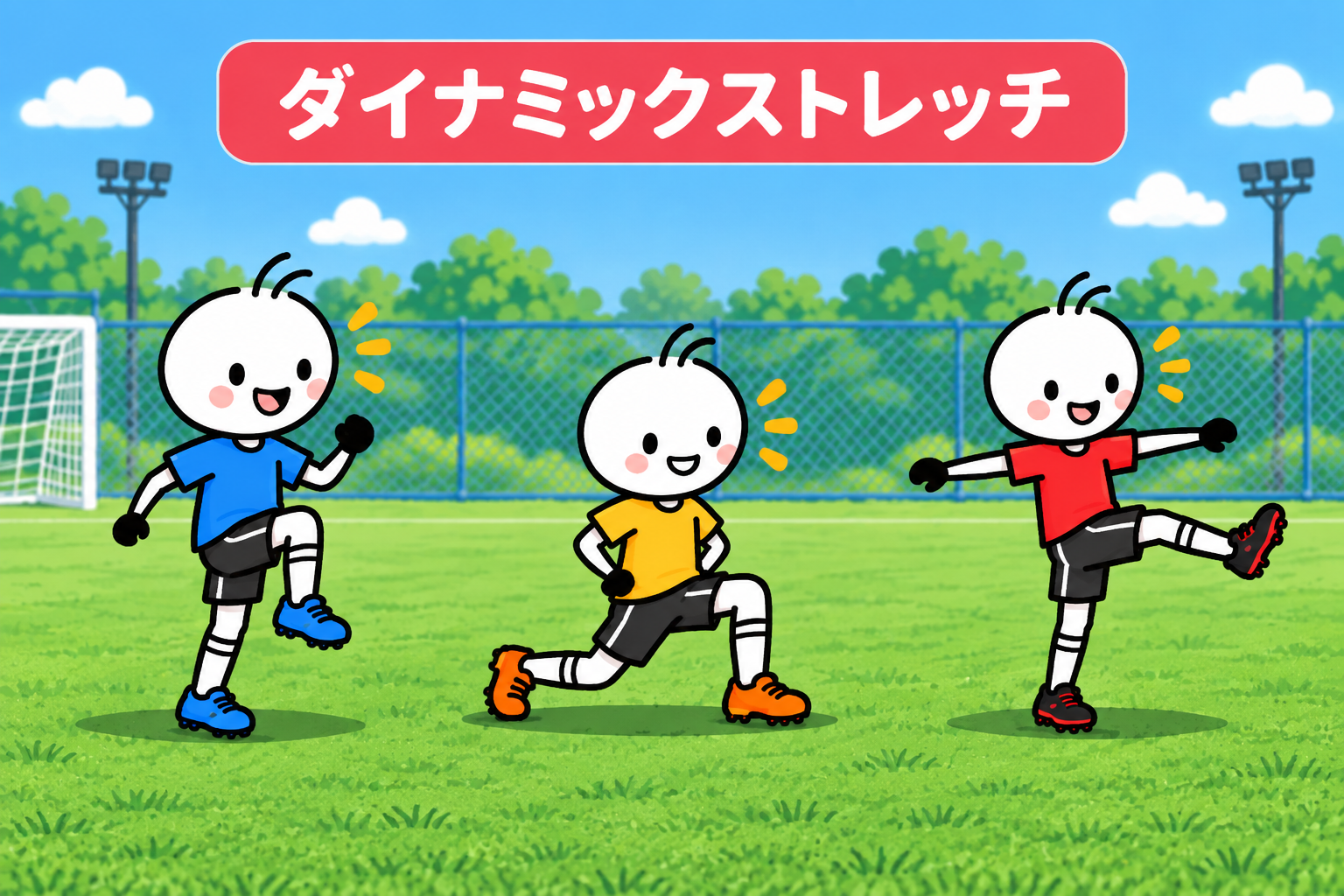 ダイナミックストレッチの様子